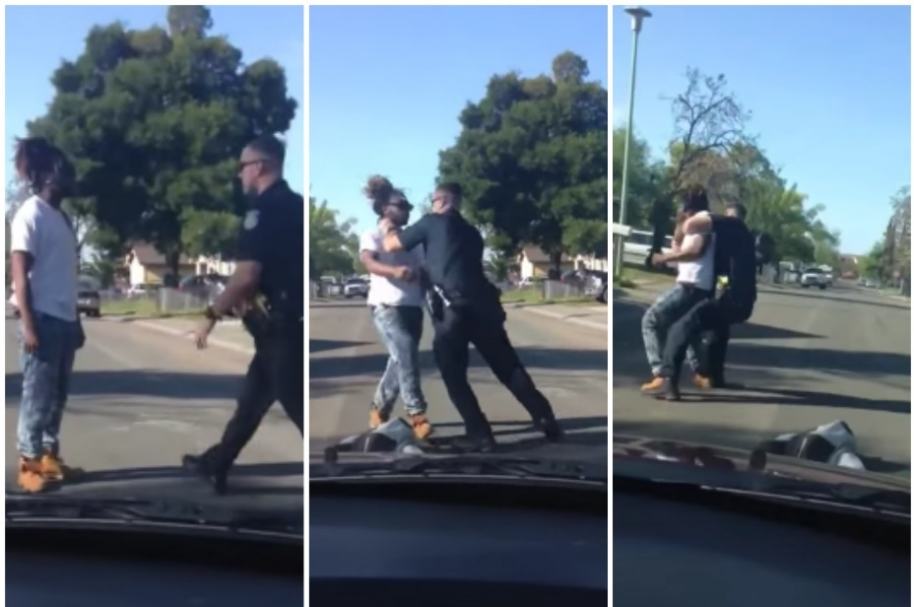 Policía agrede a hombre negro.