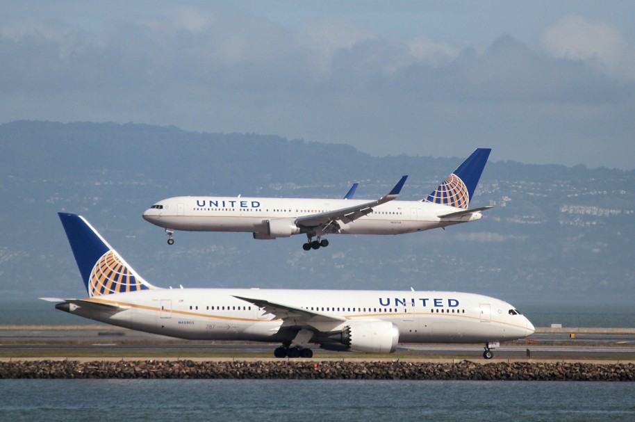 Dos aviones de United (imagen de archivo)