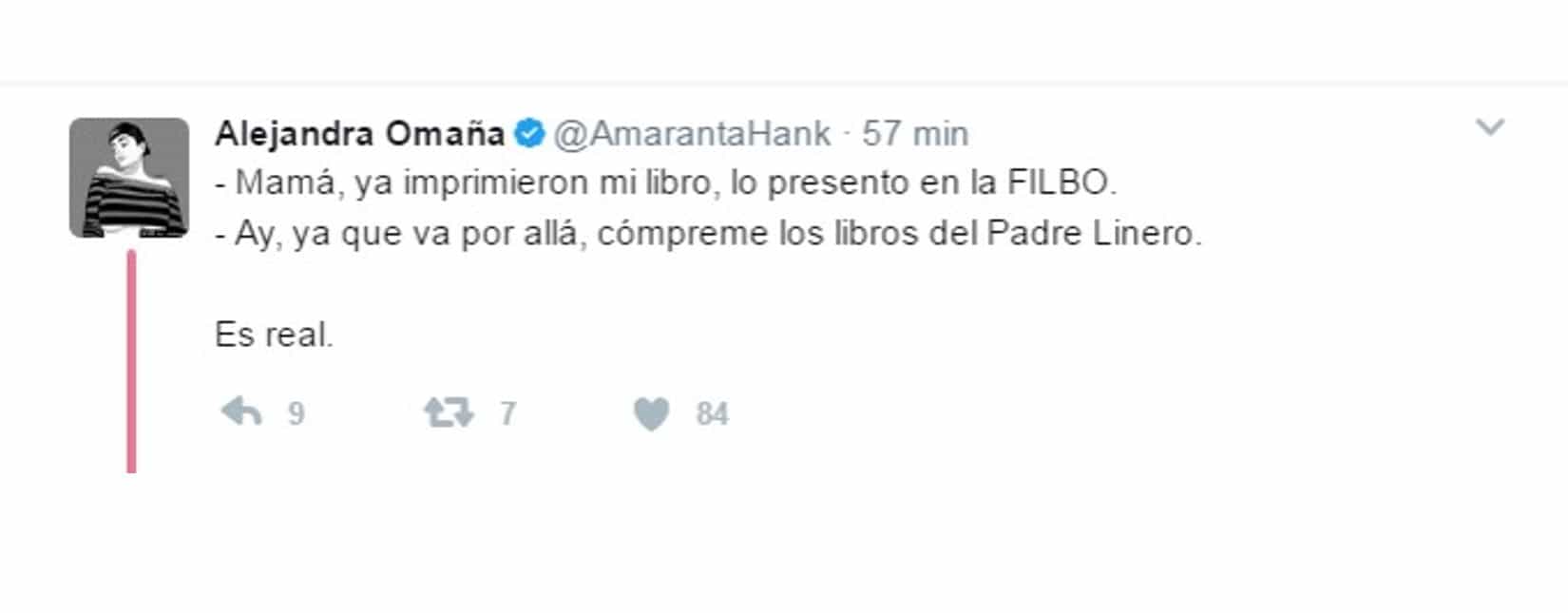 Amaranta Hank y el padre Linero en Twitter