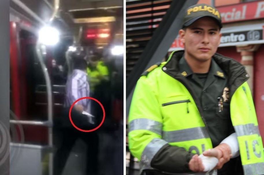 Sebastián Montes, patrullero agredido en bus de Transmilenio