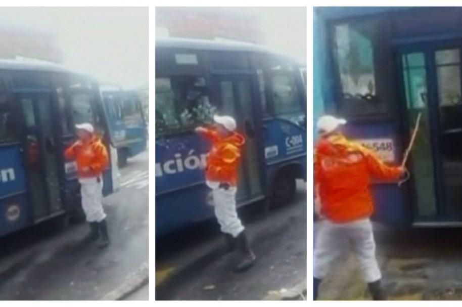 Motociclista destruye vidrios de bus del SITP. Pulzo.com