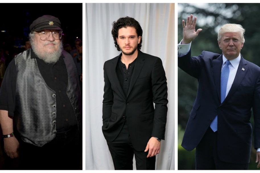 George R. R. Martin, Kit Harington y Donald Trump. Pulzo.com