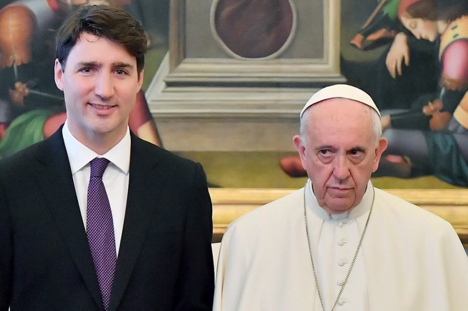 Justin Trudeau con el papa Francisco