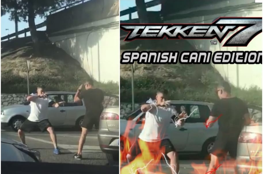 Pelea en mitad de la vía.