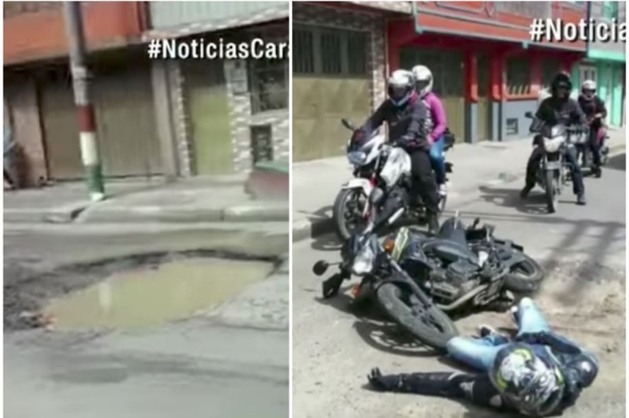 Hueco en el barrio La Chucua, en el sur de Bogotá.