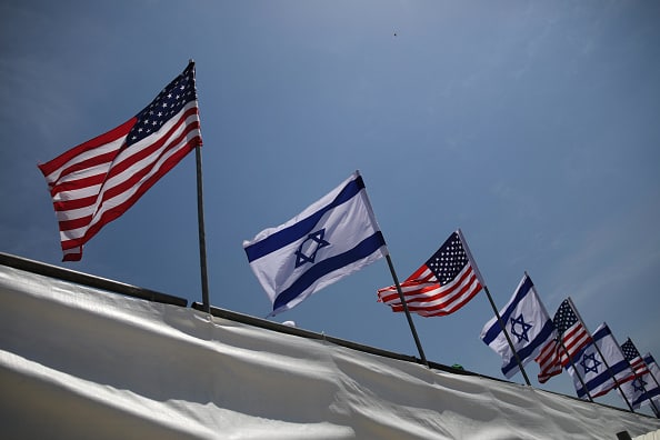 Banderas de EE. UU. e Israel