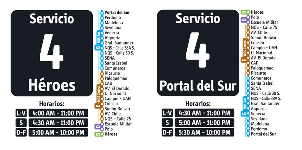 Servicio 4 de ruta fácil en Transmilenio