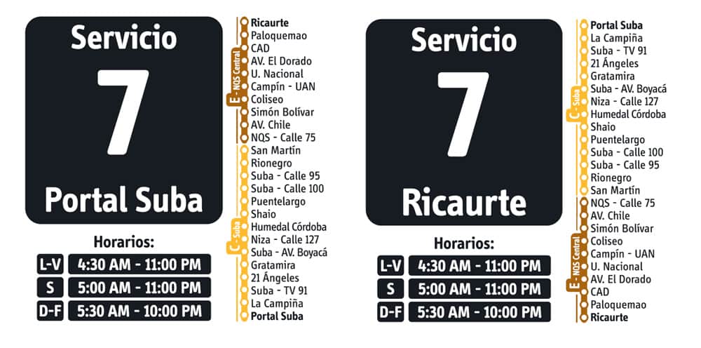 Servicio 7 de ruta fácil en Transmilenio Servicio 7 de ruta fácil en Transmilenio