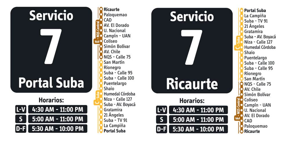 Servicio 7 de ruta fácil en Transmilenio