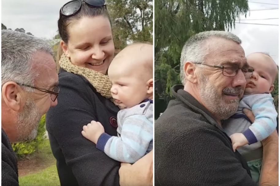 Reacción de abuelo al conocer al nieto.