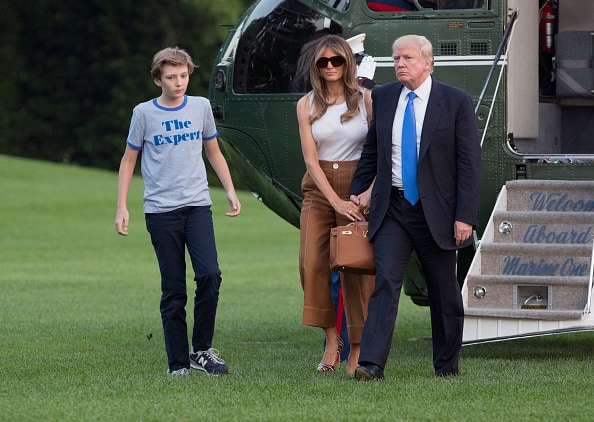 Barron, Melania y Donald Trump