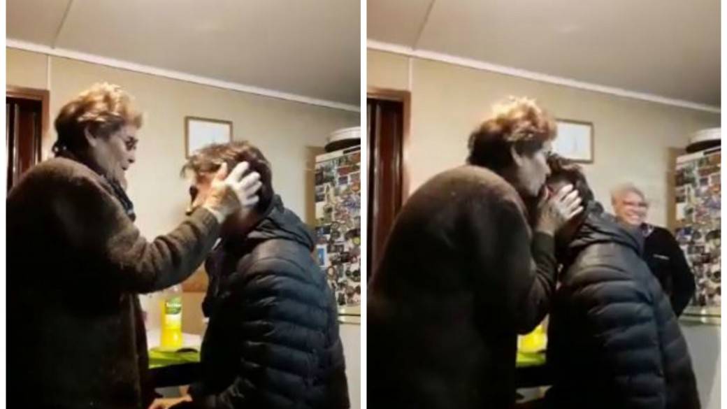 Futbolista argentino Valentín Noguera y su abuela. Pulzo.com