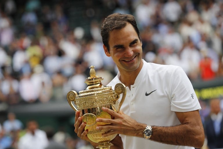 Roger Federer celebra su triunfo en Wimbledon. Pulzo.com