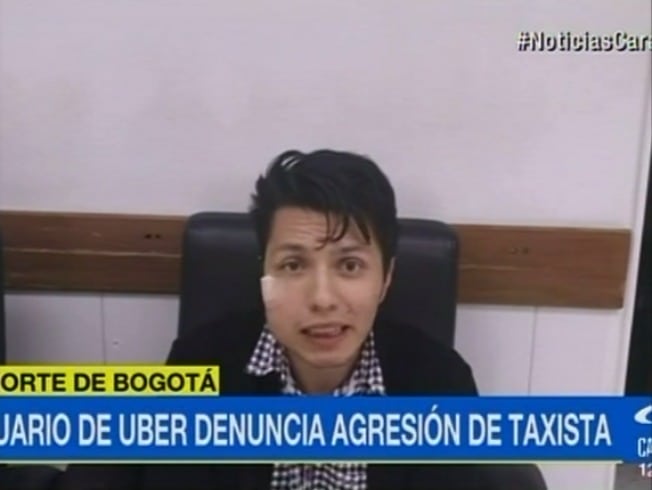 Usuario de Uber agredido por taxista en Bogotá. Pulzo.com