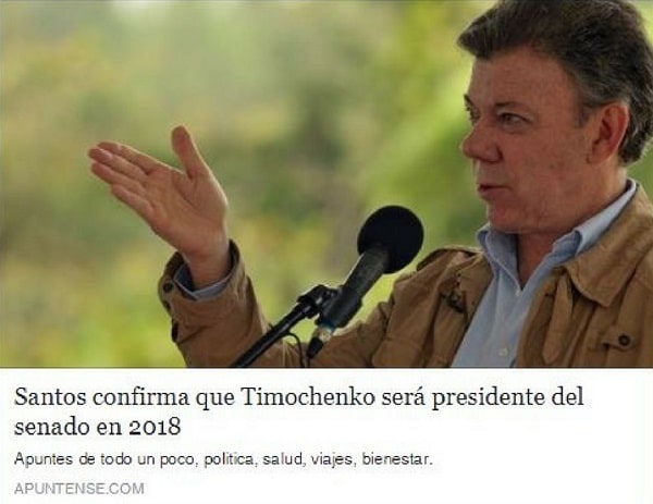 Noticia Falsa Santos y Timochenko Noticia Falsa Santos y Timochenko