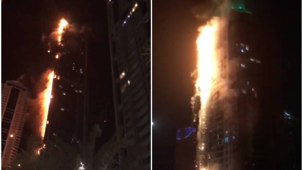 Incendio en rascacielos de Dubái.