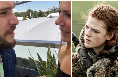 Kit Harington, Geri Halliwell y Rose Leslie como Ygritte. Pulzo.