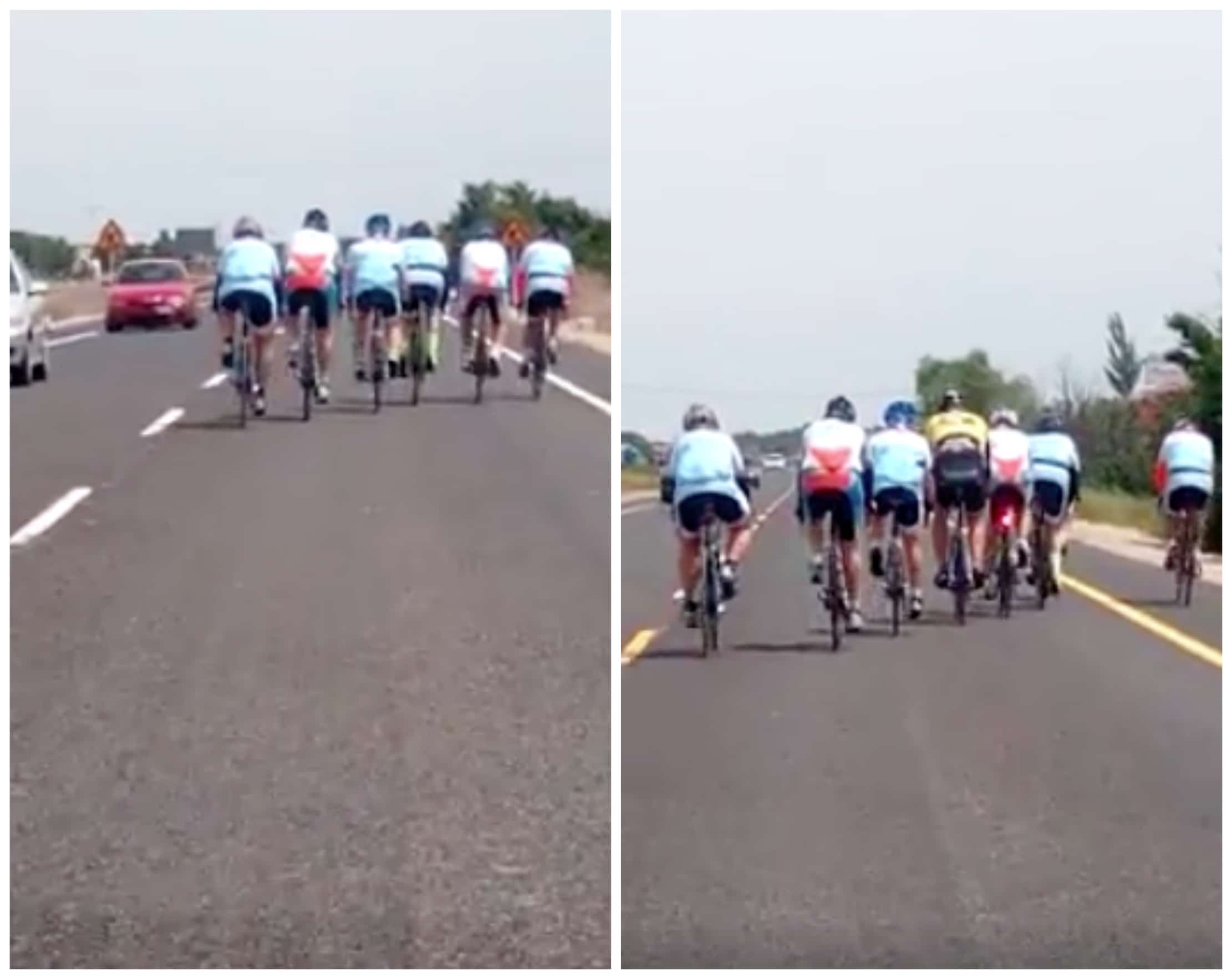 Ciclistas que invadieron todo el carril de una vía. Pulzo.