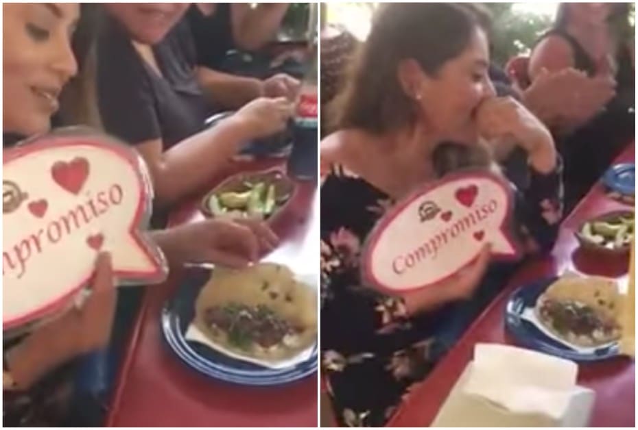 Pedida de matrimonio con un taco.