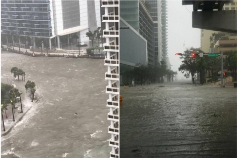 Miami inundada por huracán Irma.