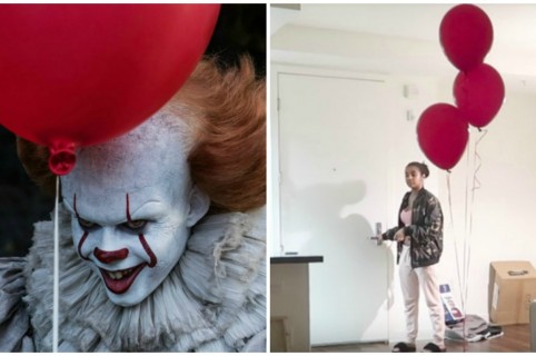 Payaso de 'It' y 'youtuber' a la que le hicieron broma con un disfraz de él. Pulzo.