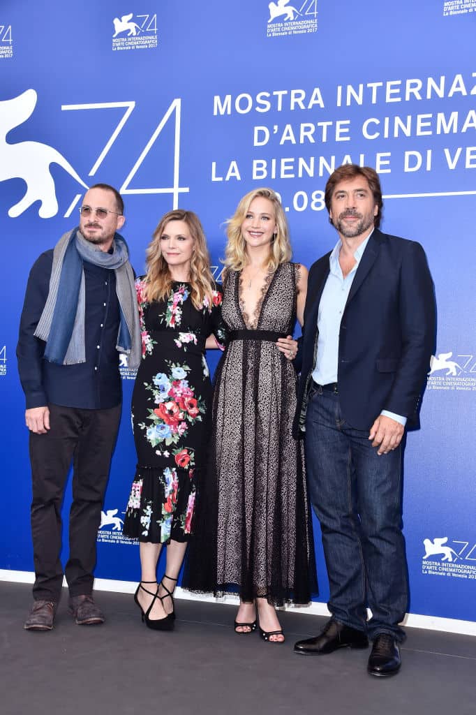 Darren Aronofsky , Michelle Pfeiffer, Jennifer Lawrence y Javier Bardem