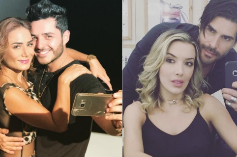 Johanna Fadul con su esposo Juan Sebastián Quintero; Catalina Gómez y su pareja Juan Pablo Llano, actores.