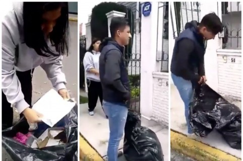 Vecinos devuelven basura a hombre que la dejó en la calle. Pulzo.