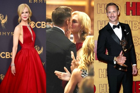 Beso de Nicole Kidman y Alexander Skarsgard en los Premios Emmy 2017