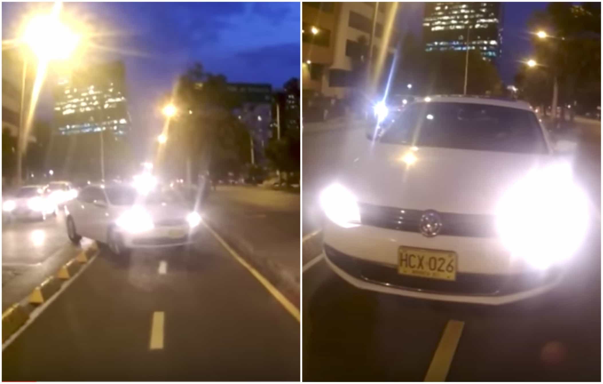 Carro que invadió ciclorruta en Bogotá. Pulzo.