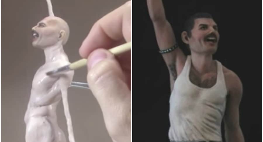 Escultura en miniatura de Freddie Mercury.
