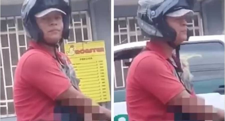 Motociclista se masturba frente a mujer