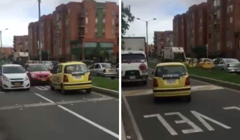 Taxista conduciendo en contravía