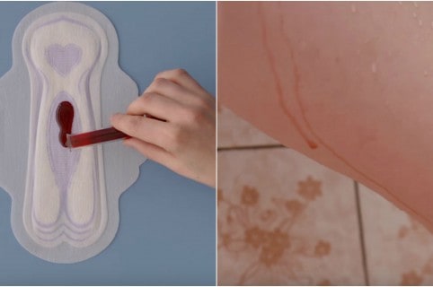 Comercial de toallas higiénicas muestra sangre