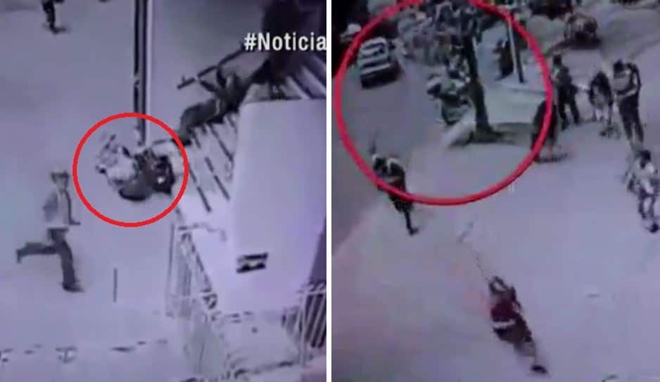 Momento de la balacera frente a banco, en el centro de Bogotá