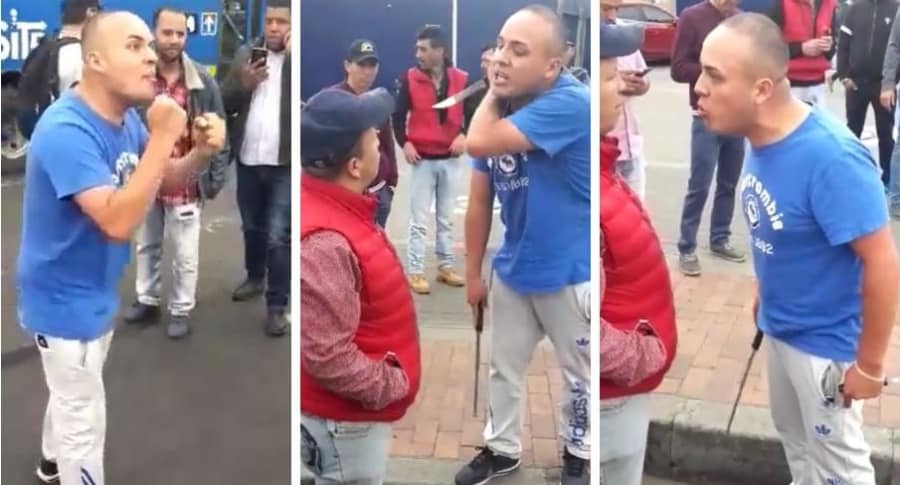 Taxista se enfrenta a manifestantes en pleno paro, en Bogotá