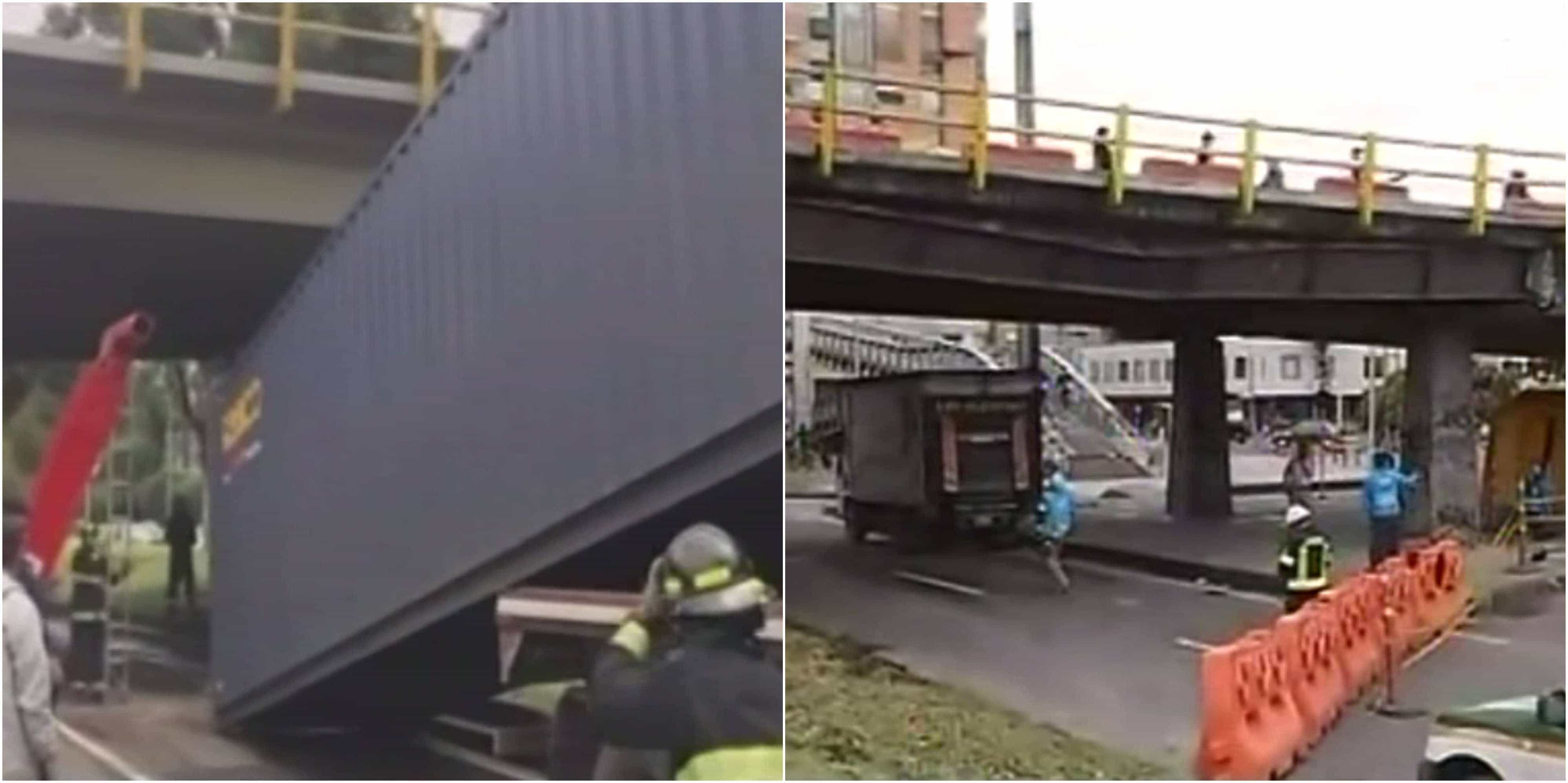 Trancón por tractomula que se estrelló en puente de autopista norte con calle 116