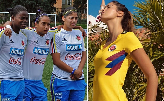 Jugadoras de la Selección Colombia y Paulina Vega