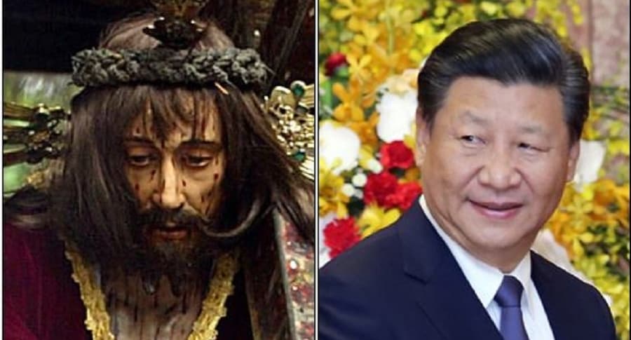Imagen de Cristo y Xi Jinping, presidente de China.