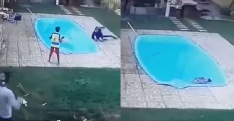 Joven cae a piscina