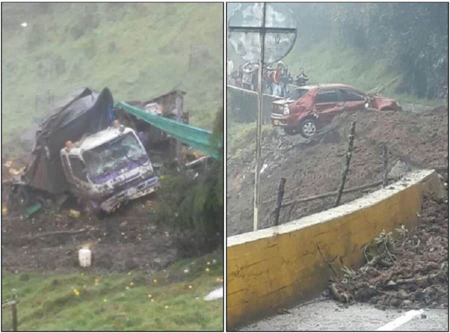 Vehículos afectados por el derrumbe