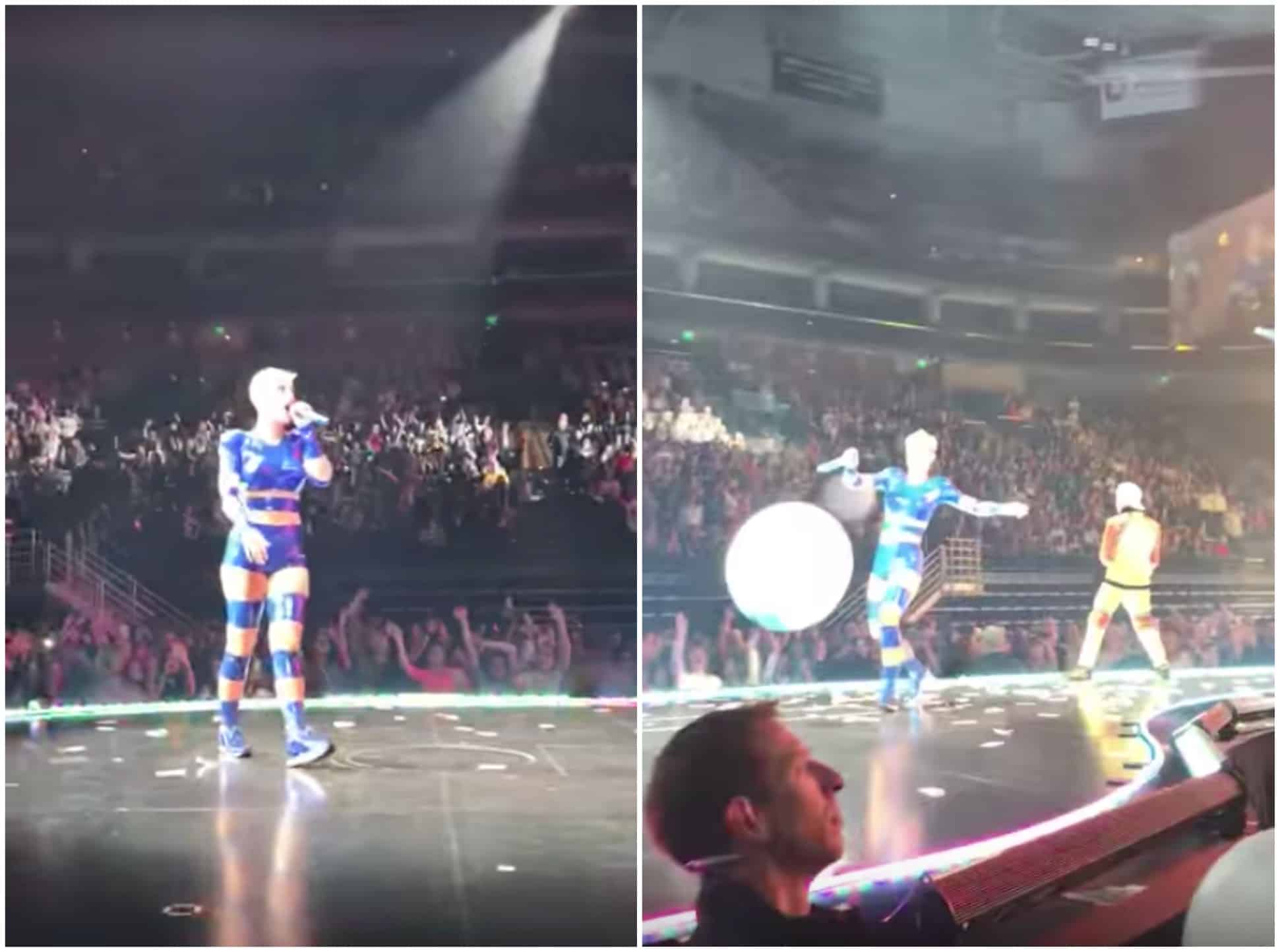 Katy Perry golpea con pelota a fan. Pulzo.