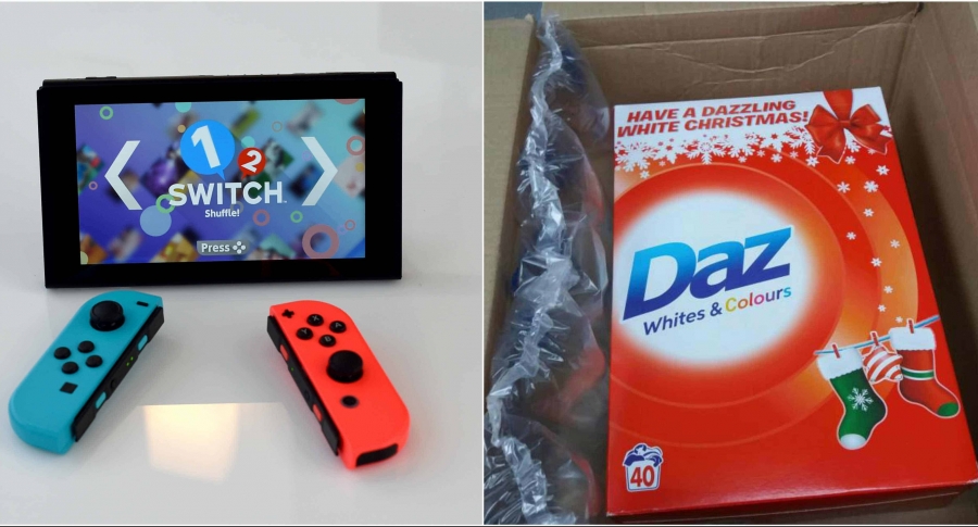 Nintendo switch y jabón Daz