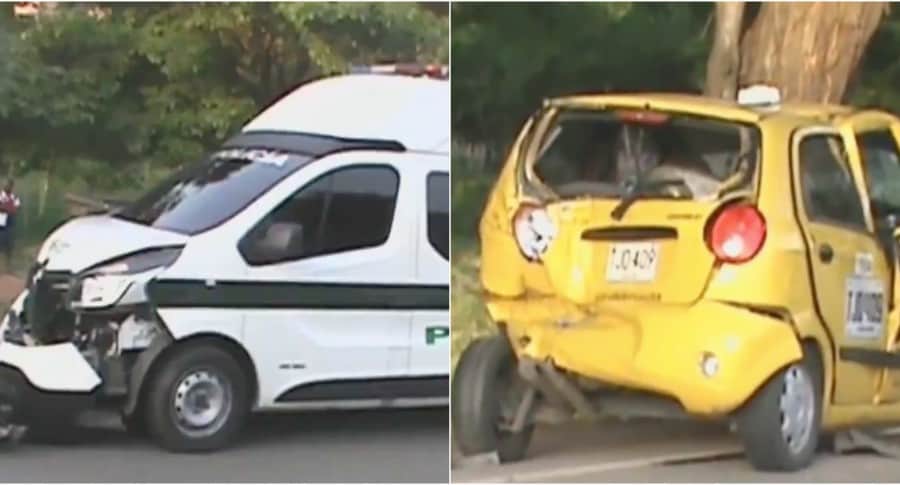 Accidente patrulla de policia chocó taxi en Norte de Santander