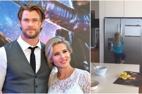 Chris Hemsworth, Elsa Pataky y uno de sus mellizos. Pulzo.