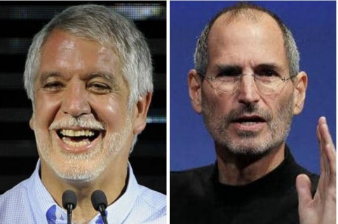 Enrique Peñalosa, alcalde de Bogotá, y Steve Jobs, empresario del sector informático