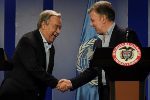 Antonio Guterres y Juan Manuel Santos