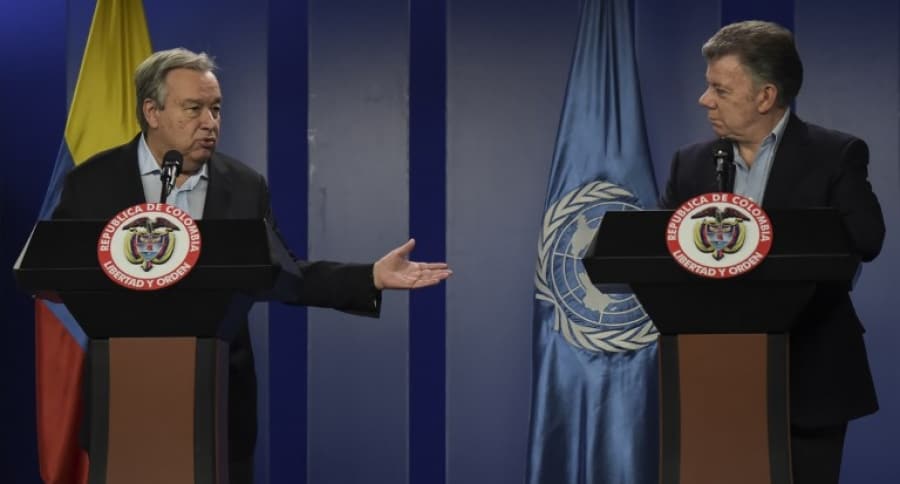 António Guterres y  Juan Manuel Santos