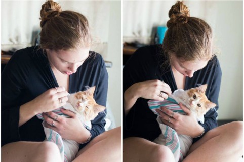 Mujer Hace Sesion De Fotos Dando A Luz A Un Gato