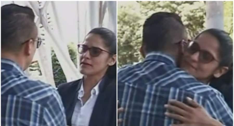 Reencuentro entre escolta y mujer a la que le salvó la vida.